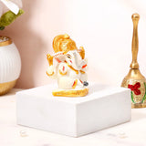 Ganesha Idol with Set of 2 Modak Diyas - Yellow