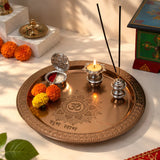 Om Shubh Laabh Copper Pooja Thali Set