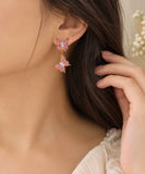 Pink Butterfly Double Dangle Earrings | Stupid Cupid