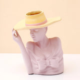 La Fleur Dame Hat Lady Flower Vase Showpiece