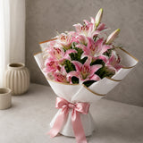 6 Pink Oriental Lilies Bouquet