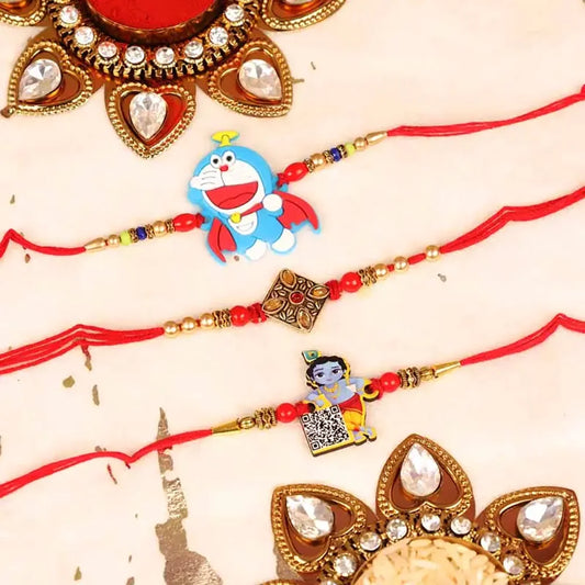 Kundan Krishna and Doremon Rakhi Set of 3