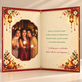 Personalized Diwali Greeting Card with Golden Lanterns & Brass Diyas