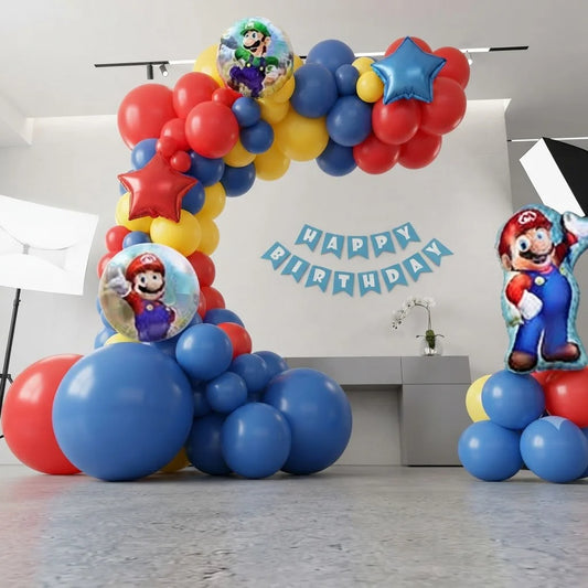 Gamer Theme Red & Blue Balloon Arch Decor