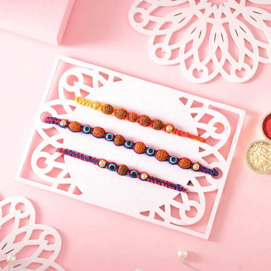 Elegant Rudraksha Rakhi with Ferrero Rocher