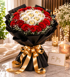 10 Red Roses, Eggless Cream Cake & Ferrero Rocher