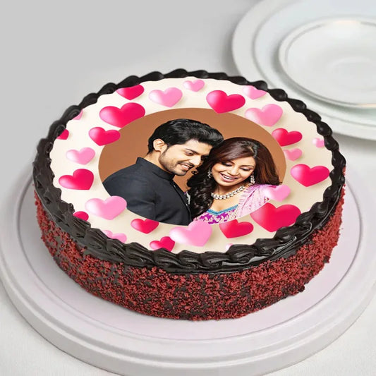 Personalized Chocolate Hearts Anniversary Cake