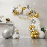 White & Gold Net Curtain Balloon Arch Decor