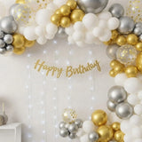 White & Gold Net Curtain Balloon Arch Decor