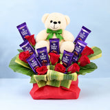 Red Roses Chocolates & Teddy Gift Combo