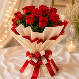10 Red Roses With Pineapple Cake