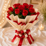 10 Red Roses With Pineapple Cake