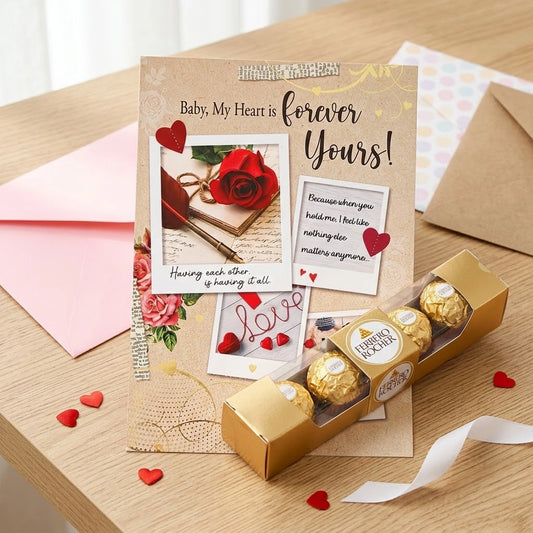 Baby My Heart Is Forever Yours Greeting Card With Chocolate