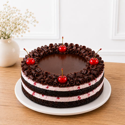20 Red Roses With Black Forest Cake