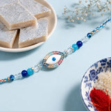 Evil Eye Marquise Rhinestone Rakhi with Kaju Katli