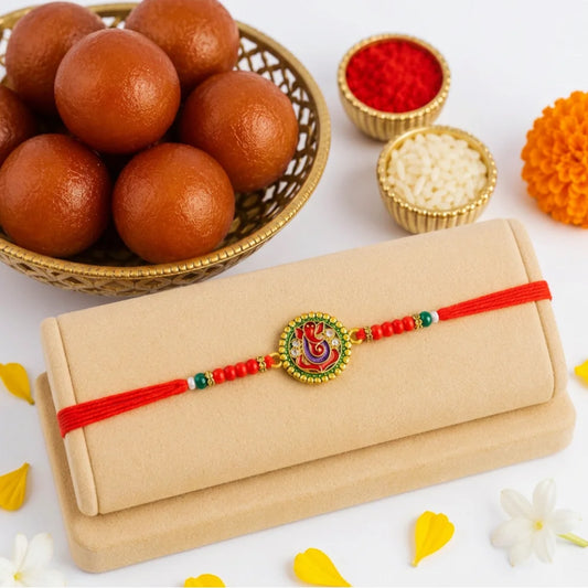Ganesha Rakhi with Gulabjamun 1Kg | Divine Rakhi Sweet Gift Hamper