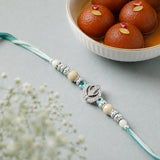 Silver Khanda Charm Rakhi with Gulab Jamun