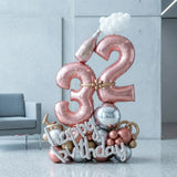 Rose Gold Age Foil Balloon Bouquet Decor