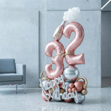 Rose Gold Age Foil Balloon Bouquet Decor