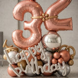 Rose Gold Age Foil Balloon Bouquet Decor