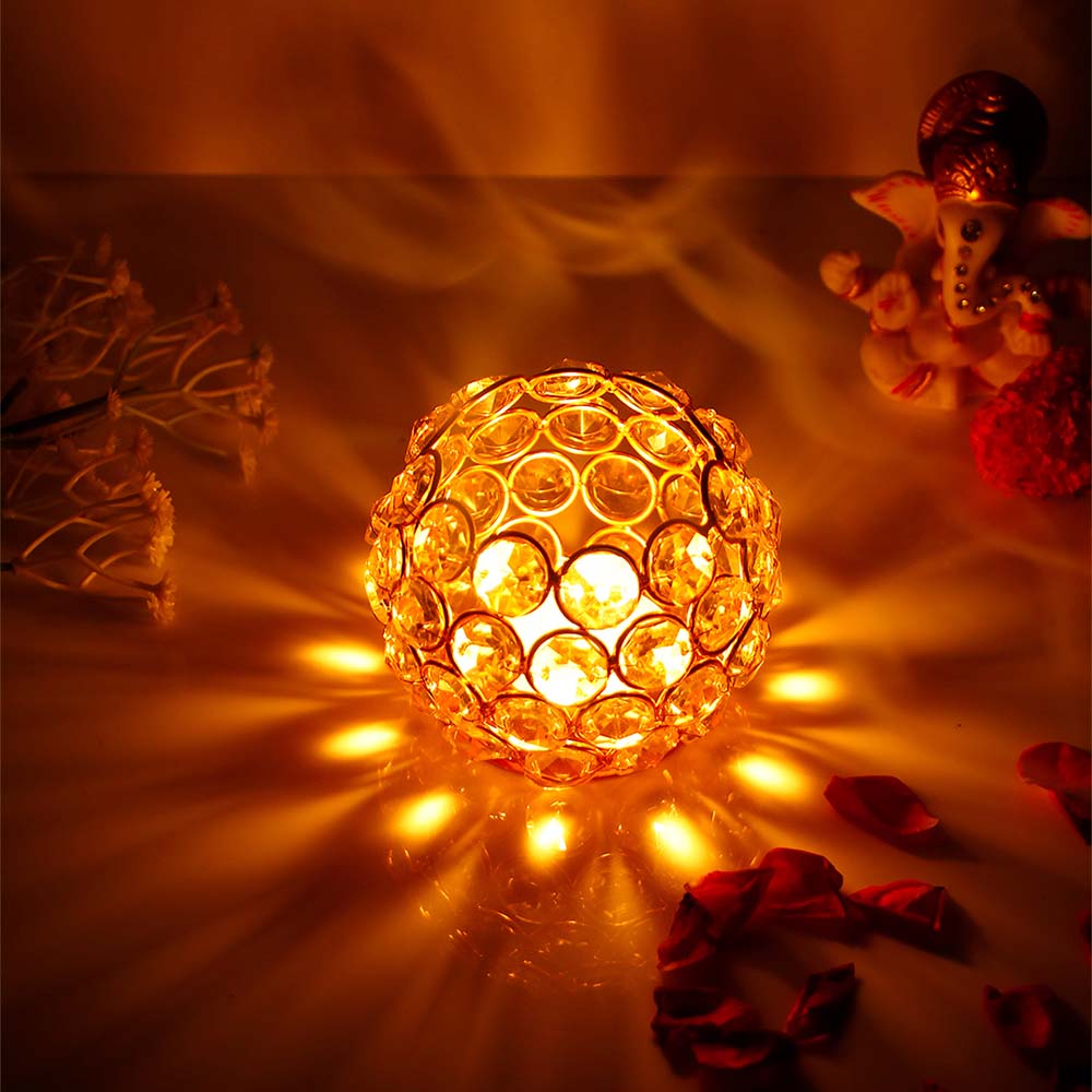 Crystal Candle Holder with Dry Fruits