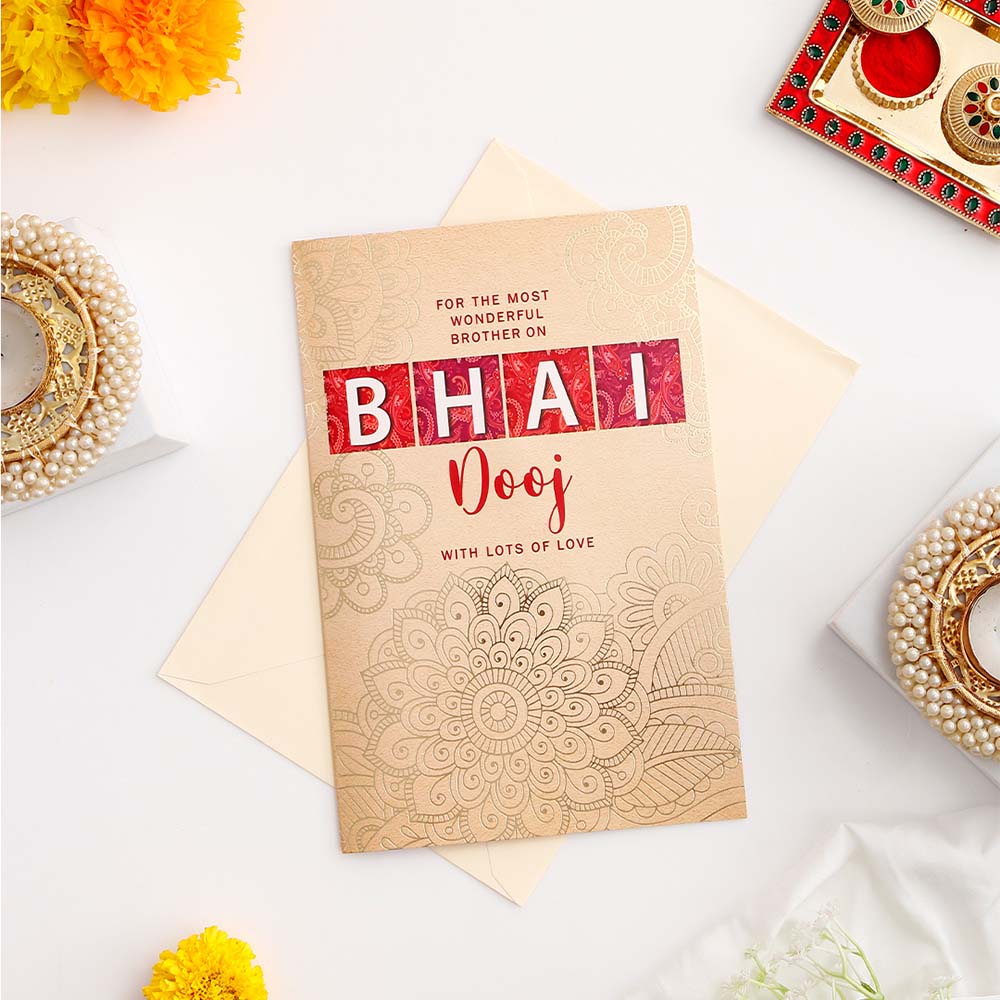 Wonderful Brother Bhai Dooj Greeting Card with Dry Fruits
