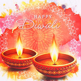 Pack of 50 Diwali Diyas Watercolor Greeting Card