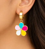 Rainbow Flower Enamel Hoop Earrings | Stupid Cupid