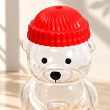Bear Glass Sipper with Red Lid & Straw