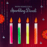 Pack Of 6 Sparkling Diwali with Candles Greeting Card