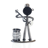 Metal Guitar Player Robot Clock with Pen Holder