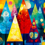 Pack of 50 Colourful Festive Trees Greeting Card