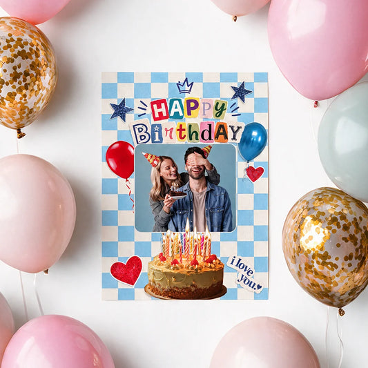 Happy Birthday Romantic Photo Personalised Greeting Card