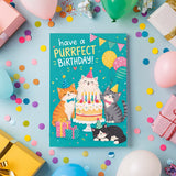 Purrfect Birthday Cats Personalised Greeting Card