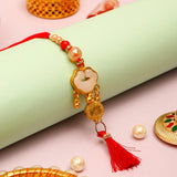 Kundan Floral Medallion Bhaiya Bhabhi Rakhi Set with Kaju Katli & Dry Fruits