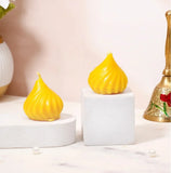 Ganesha Idol with Set of 2 Modak Diyas - Yellow