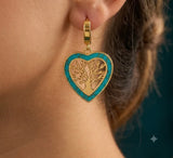 Teal Tree of Life Heart Hoop Earrings | Stupid Cupid