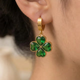 Green Clover Heart Hoop Earrings | Stupid Cupid