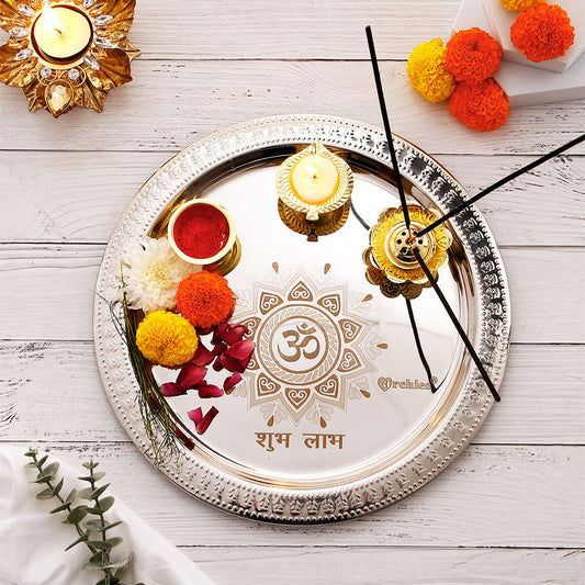 Pooja Thali Set with Dhoda Barfi and Attar