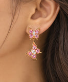 Pink Butterfly Double Dangle Earrings | Stupid Cupid