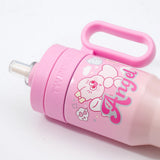 Twinkle Cartoon Tumbler with Straw & Handle – Pink