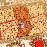 Antique Kundan and Doremon Rakhi and Dry Fruit Thali Set of 2
