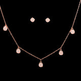 Dropping Stones Rose Gold Choker With Earring