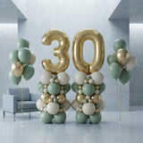 Olive & Gold Age Foil Balloon Pillar Decor