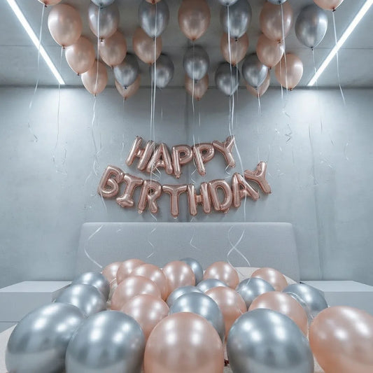 Rose Gold & Silver Ceiling Balloon Room Decor