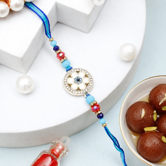 Enamel Flower Charm Rakhi with Gulab Jamun