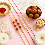 Pearl & Rudraksha Family Rakhi Pack with Gulabjamun & Cashews | Rakhi Hamper