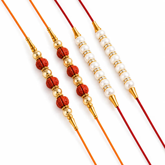 Pearl & Rudraksha Family Rakhi Pack with Gulabjamun & Cashews | Rakhi Hamper