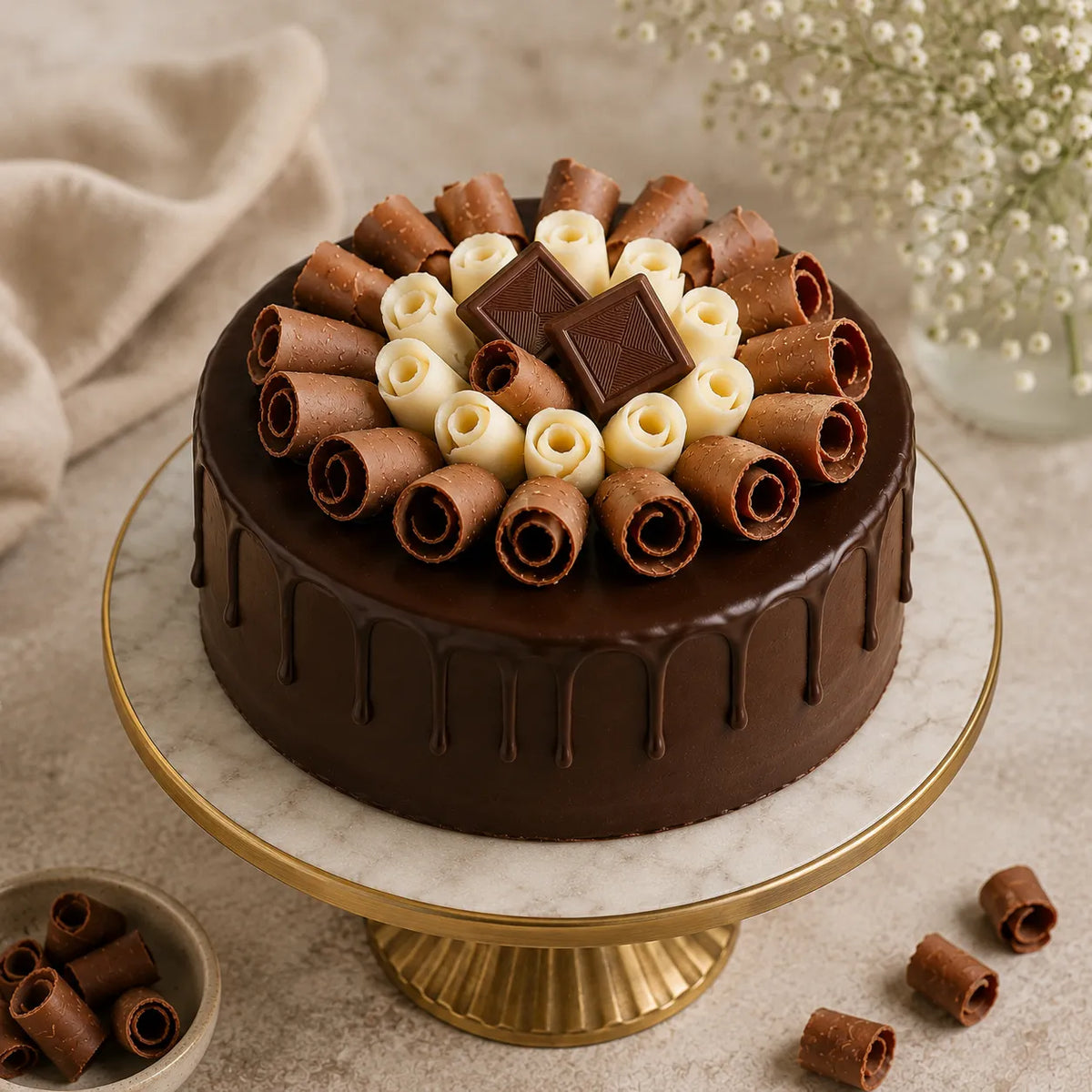 Chocolaty Rolls Cream Cake