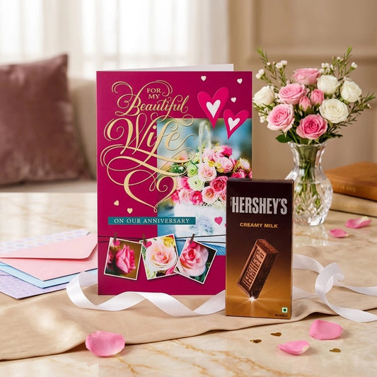 For My Beautiful Wife' Anniversary Card With Chocolate